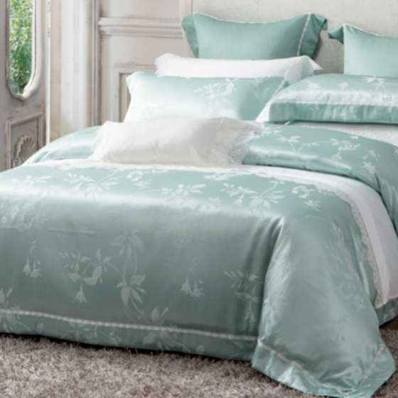 Set biancheria da letto in poliestere e viscosa con motivo jacquard floreale
