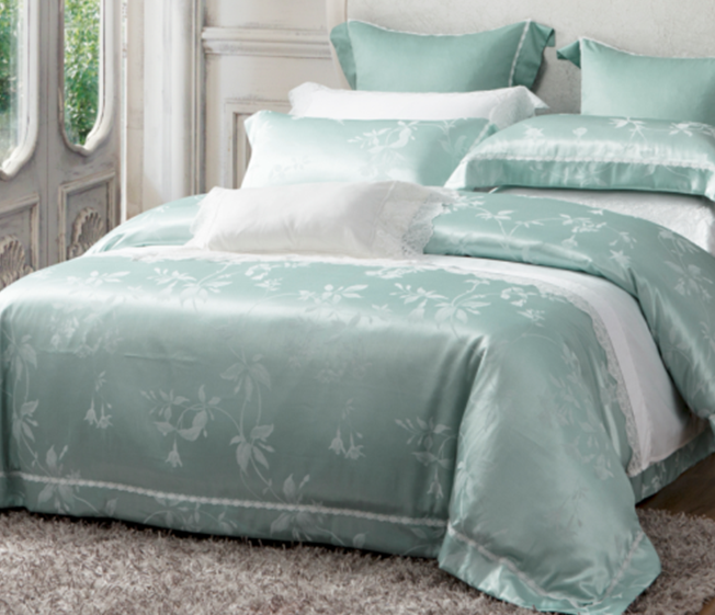 Floral Jacquard Pattern Polyester & Viscose Bedding Set
