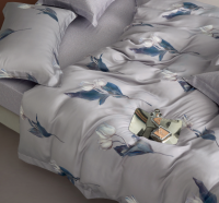 Cozy Mental Gray Color Comforter Set With Tulip Pattern