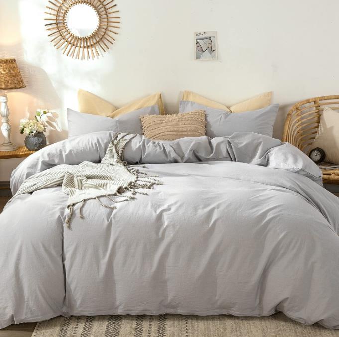 أربعة قطع الفراش بلون رمادي سادة