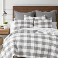 Bettwäsche aus 100 % Baumwolle mit grauem Karomuster