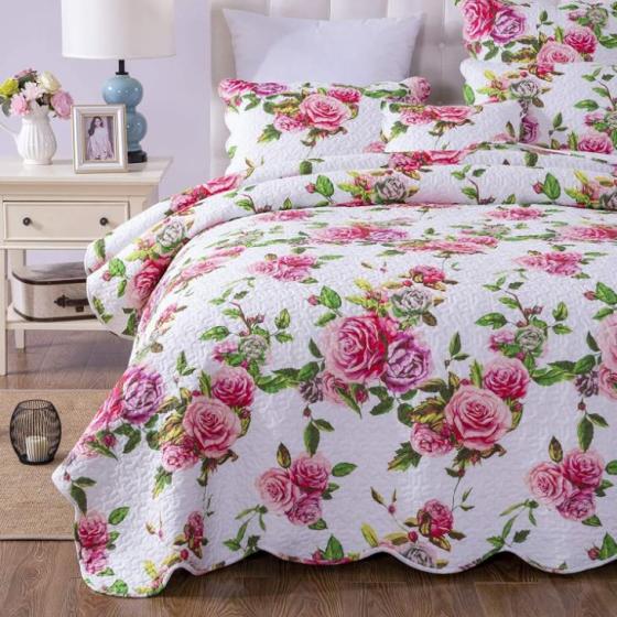 Colorful Romantic Rosy Pink Pattern Bedspread