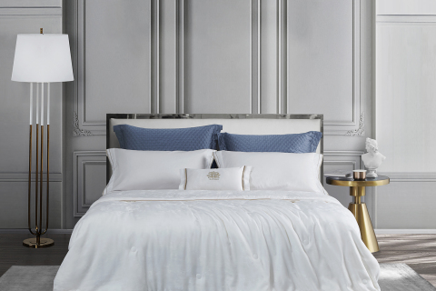 Couette matelassée en coton blanc uni --- QINXIANG