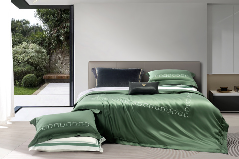 Juego de cama de algodón color verde bosque --- DAISEN