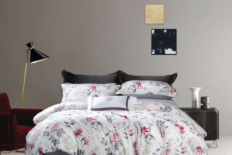 Parure de lit moderne en coton à imprimé floral --- QIUCHEN