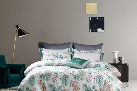 Conjunto de cama de algodão moderno para jardim verde --- YEROU