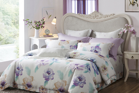 Parure de lit en lyocell à imprimé floral --- YINGXIANG