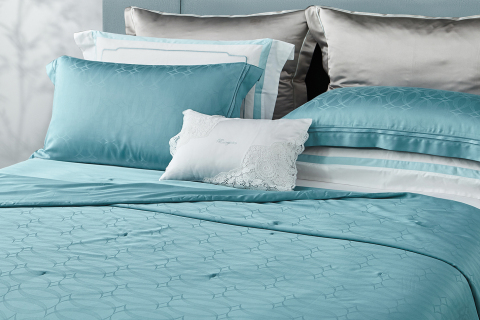 럭셔리 자카드 실크 4피스 침구 세트 --- 깊은 바다