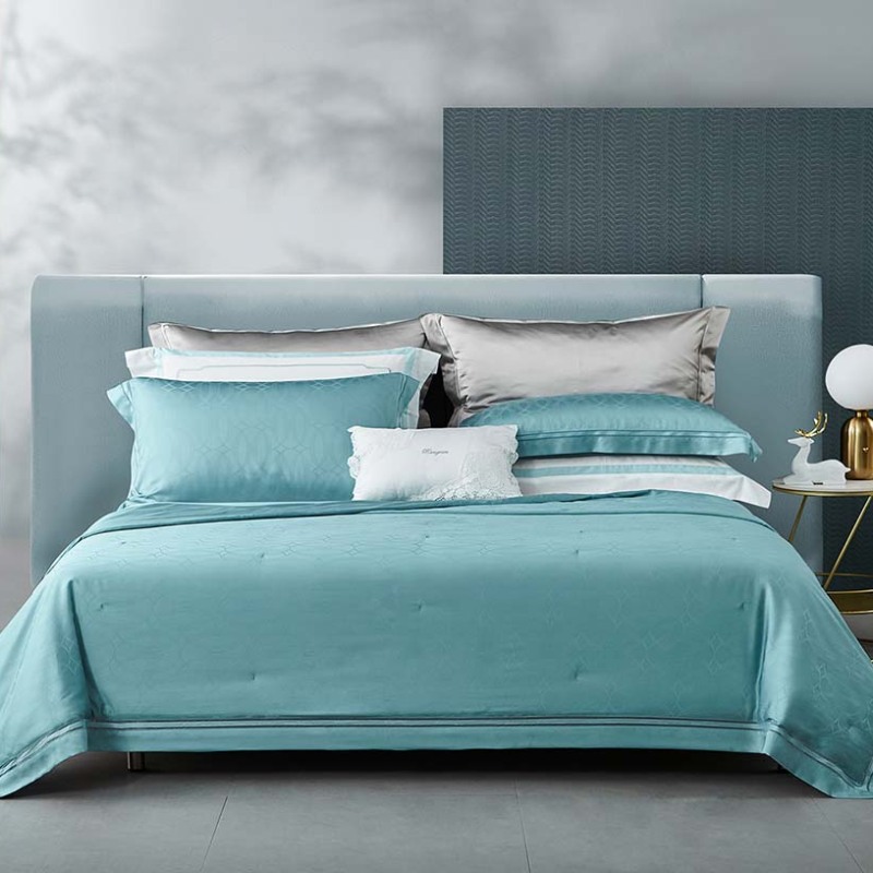 럭셔리 자카드 실크 4피스 침구 세트 --- 깊은 바다