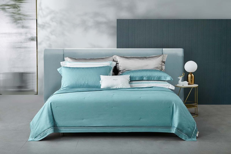 高級ジャカードシルク寝具4点セット --- 深い 海