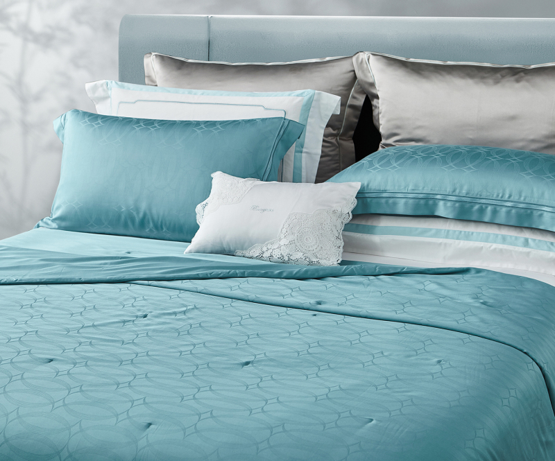 高級ジャカードシルク寝具4点セット --- 深い 海