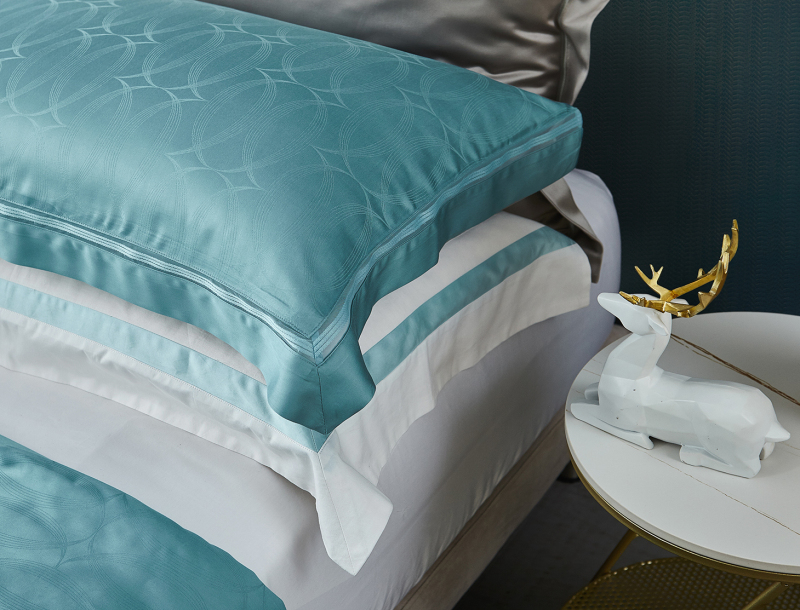 高級ジャカードシルク寝具4点セット --- 深い 海