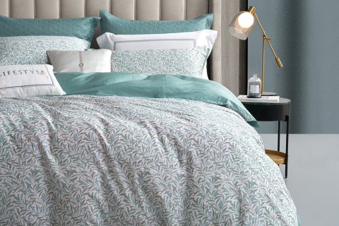 럭셔리 리프 패턴 4피스 라이오셀 여름 침구 세트 --- 판린