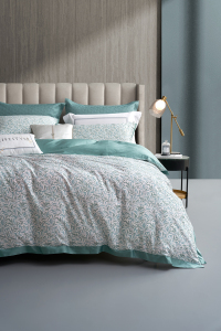 Luksusowy 4-częściowy zestaw pościeli letniej z lyocellu z wzorem liści --- FANLIN