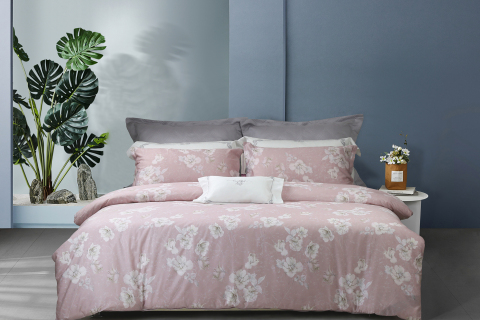 핑크 플로럴 4피스 코튼 침구 세트 --- 펜다이