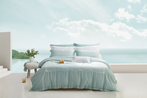 세련된 4피스 단색 코튼 침구 세트 --- 잉추이