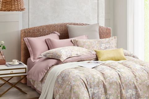 Parure de lit 4 pièces en lyocell à imprimé floral Tranquil ---- QINGMENG