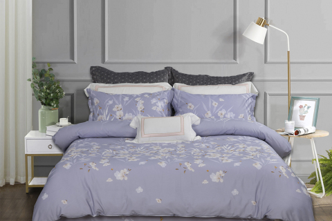 우아한 꽃무늬 4피스 코튼 침구 세트 --- 왕리