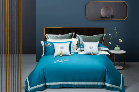 4피스 자수 코튼 침구 세트 --- 루이