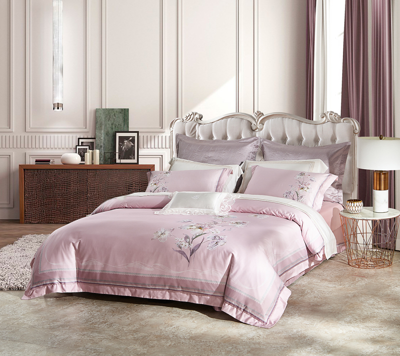 Роскошный комплект постельного белья из хлопка с розовым цветочным принтом --- ЮНЧАН