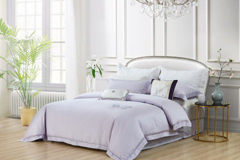 Parure de lit élégante 4 pièces en lyocell brodé de lys --- RUYUE