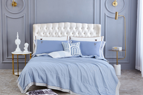 Couette d'été minimaliste en coton de couleur unie --- YUNBIAN