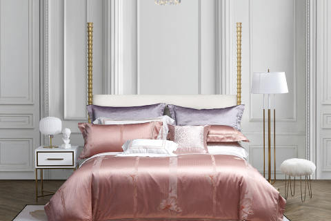 럭셔리 플로럴 핑크 컬러 코튼 침구 세트 --- 메이얀