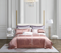 Set di biancheria da letto di lusso in cotone jacquard rosa floreale --- MEIYAN
