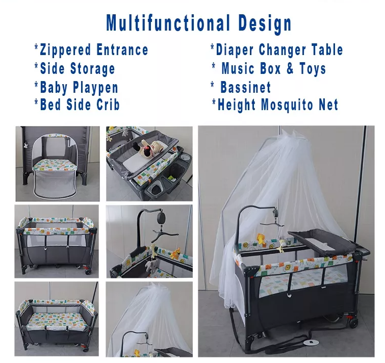 HBB Manufacturer Customized Baby Bedside Sleeper with Bassinet, U-Shaped Diaper