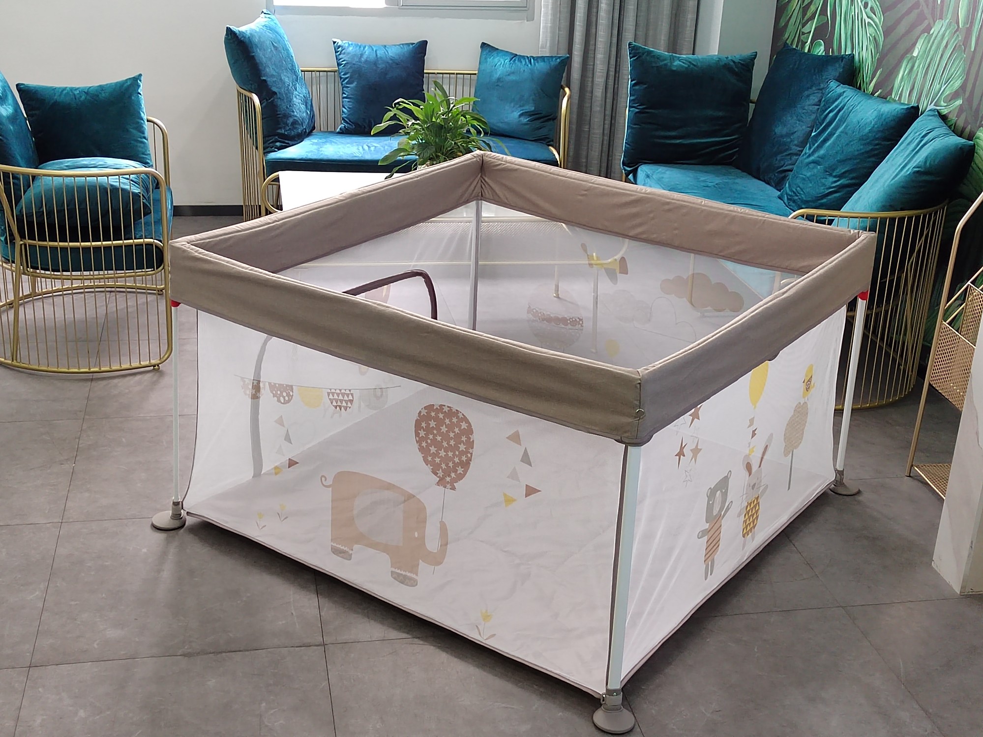 Foldable Oxford Fabric Outdoor Indoor Extra Large Activity, Baby Safety Fence Child Playpen With entrance Gate printings