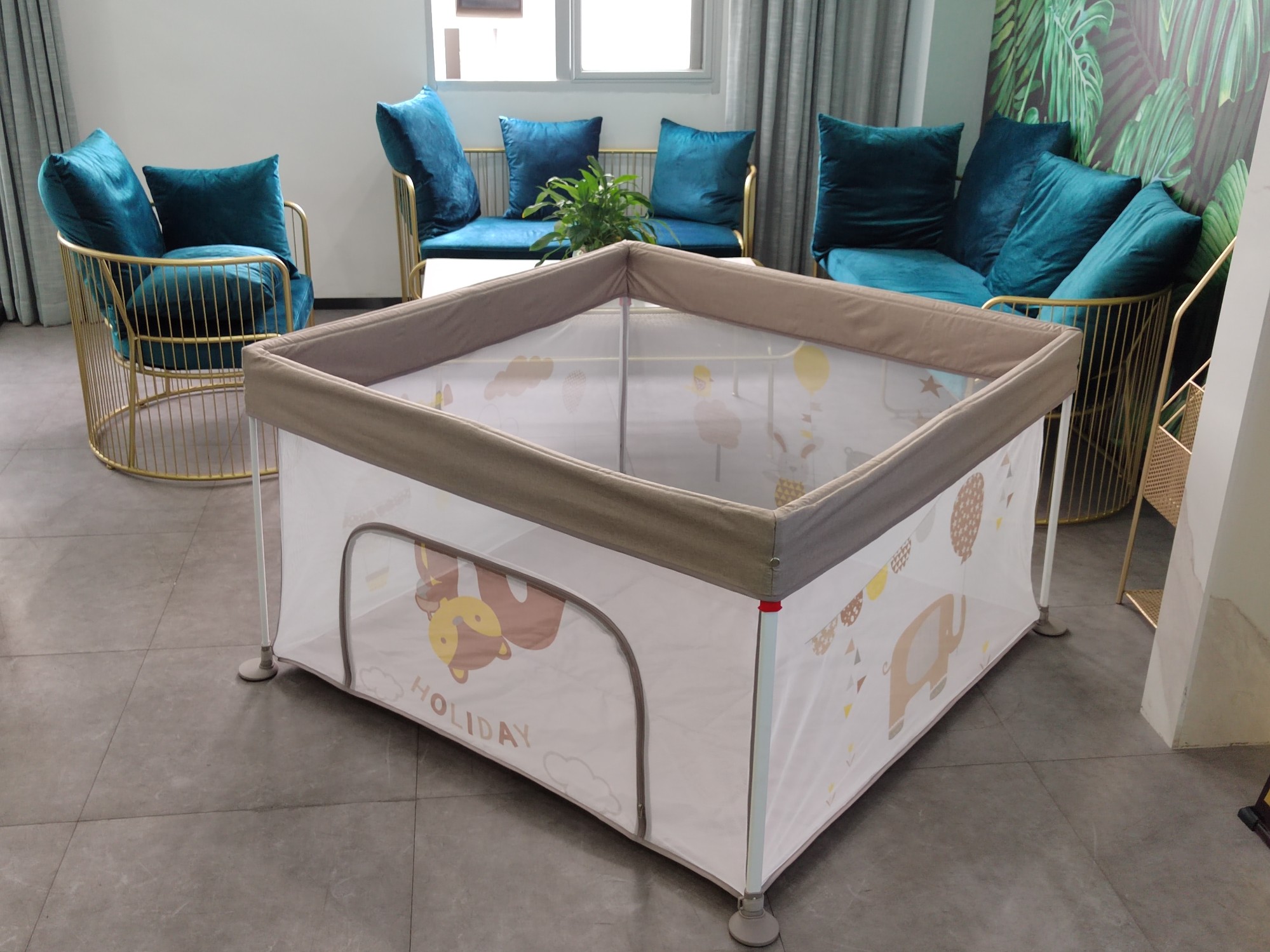 Foldable Oxford Fabric Outdoor Indoor Extra Large Activity, Baby Safety Fence Child Playpen With entrance Gate printings