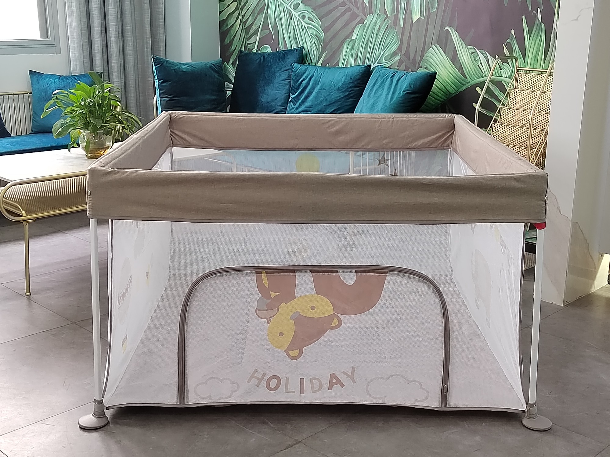 Foldable Oxford Fabric Outdoor Indoor Extra Large Activity, Baby Safety Fence Child Playpen With entrance Gate printings