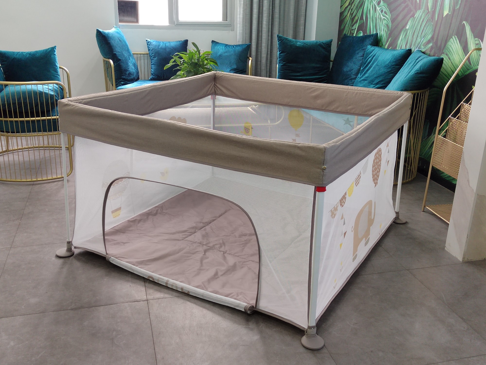 Foldable Oxford Fabric Outdoor Indoor Extra Large Activity, Baby Safety Fence Child Playpen With entrance Gate printings