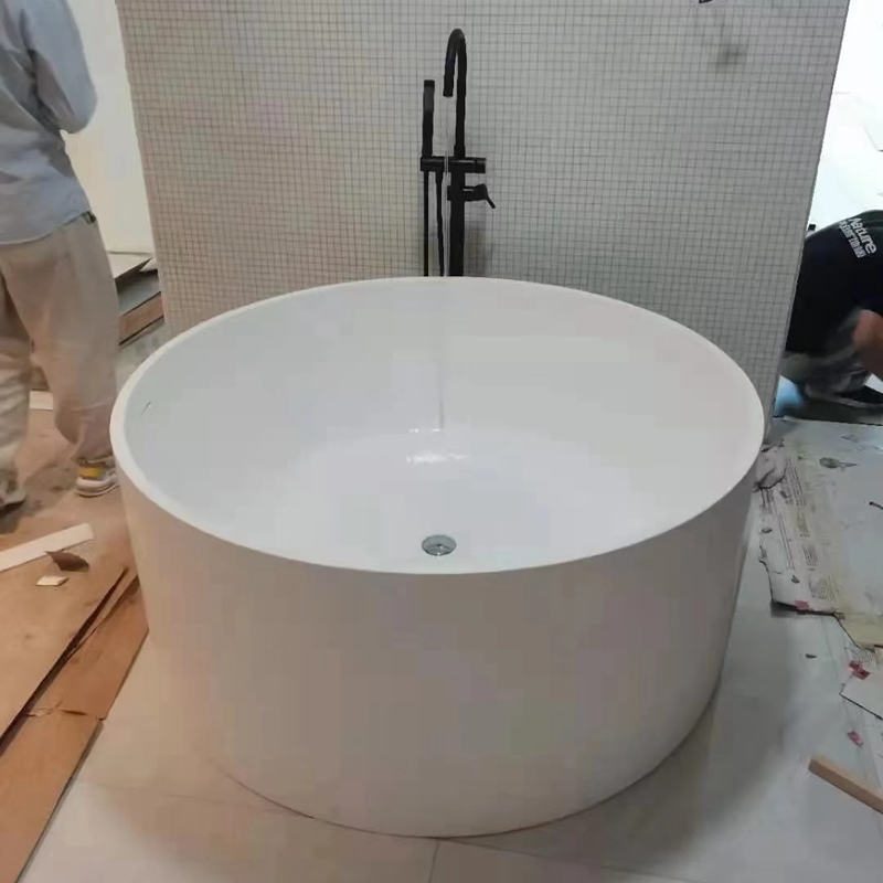 EODOLA Circular Artificial Marble Bathtub