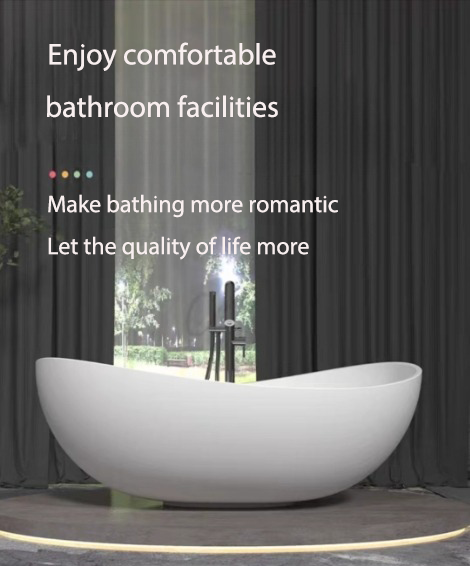 EODOLA High Quality Artificial Marble White Bathtub