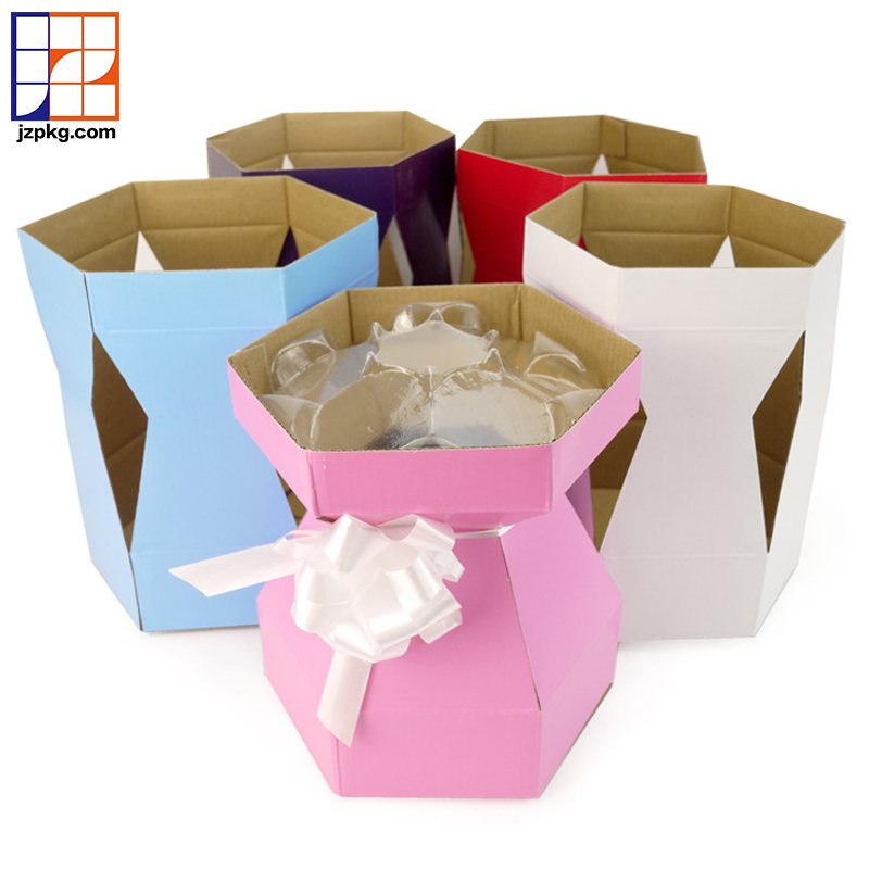 Custom printing wholesale bakery packaging cupcake box bouquet with ribbons decoration