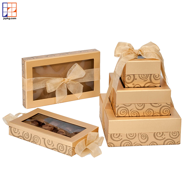 Luxury cookie packaging bakery boxes with window ribbon decoration