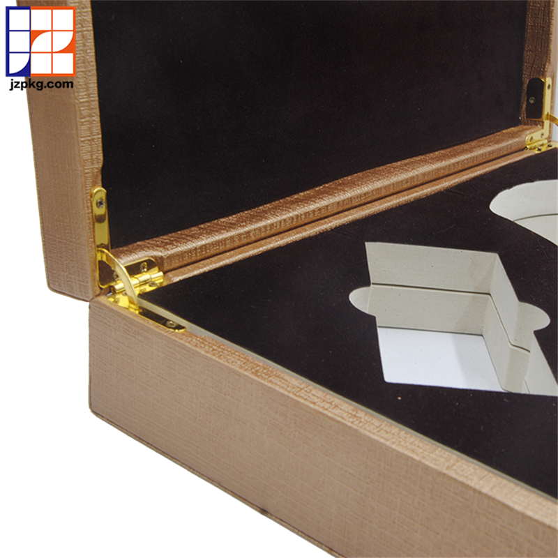 Handle MDF wooden leather boxes with hinged lids