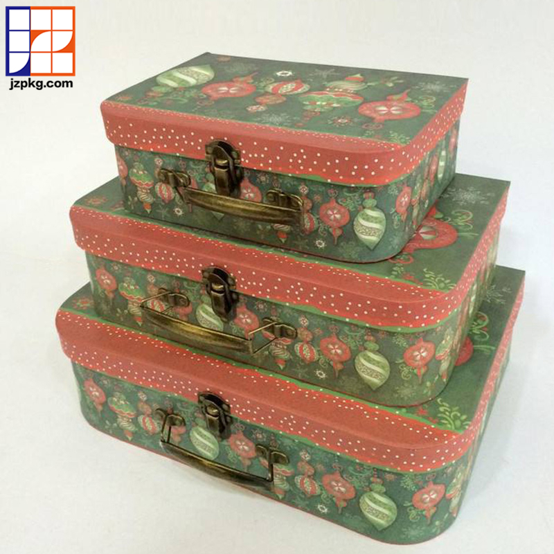 Wholesale custom printing paper cardboard suitcase box with handles