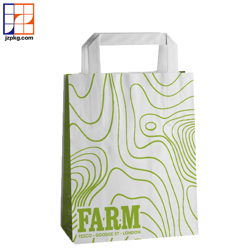 Custom printed white kraft paper packaging bag shopping bags for clothes
