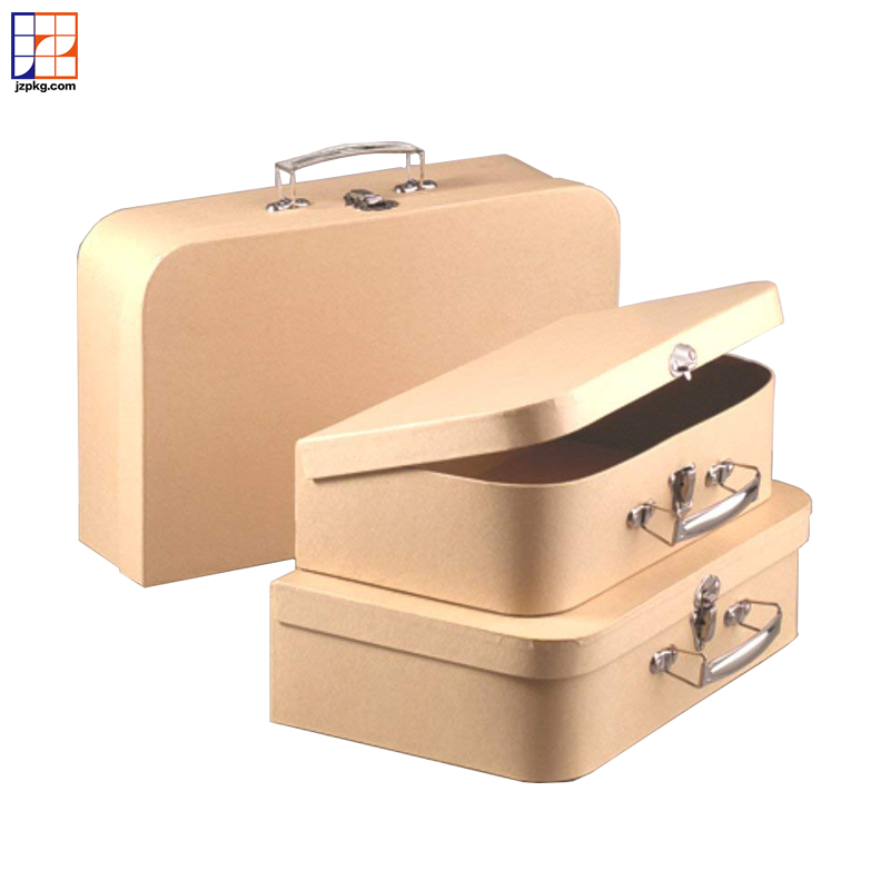 Brown Kraft Paper Mache Nesting Suitcases Box
