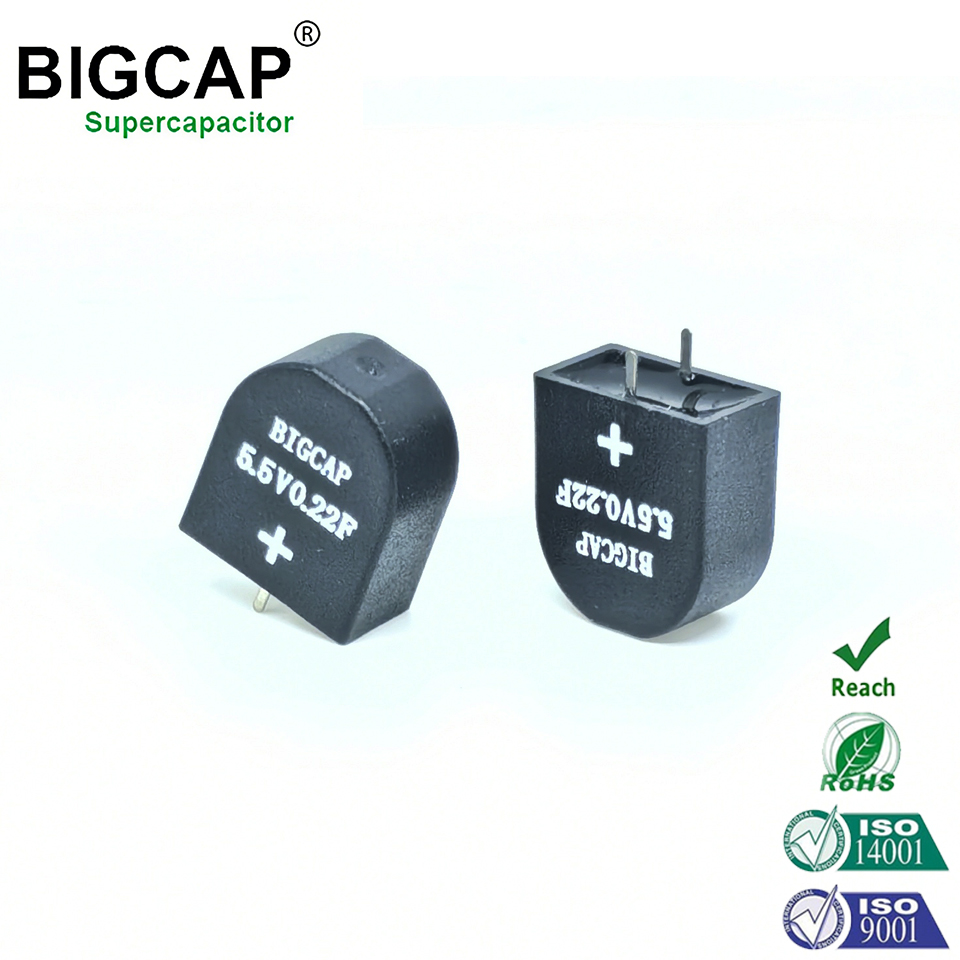 Supercondensador de pila de botón BIGCAP totalmente sellado, a prueba de fugas y antienvejecimiento de 5,5 V y 0,22 f