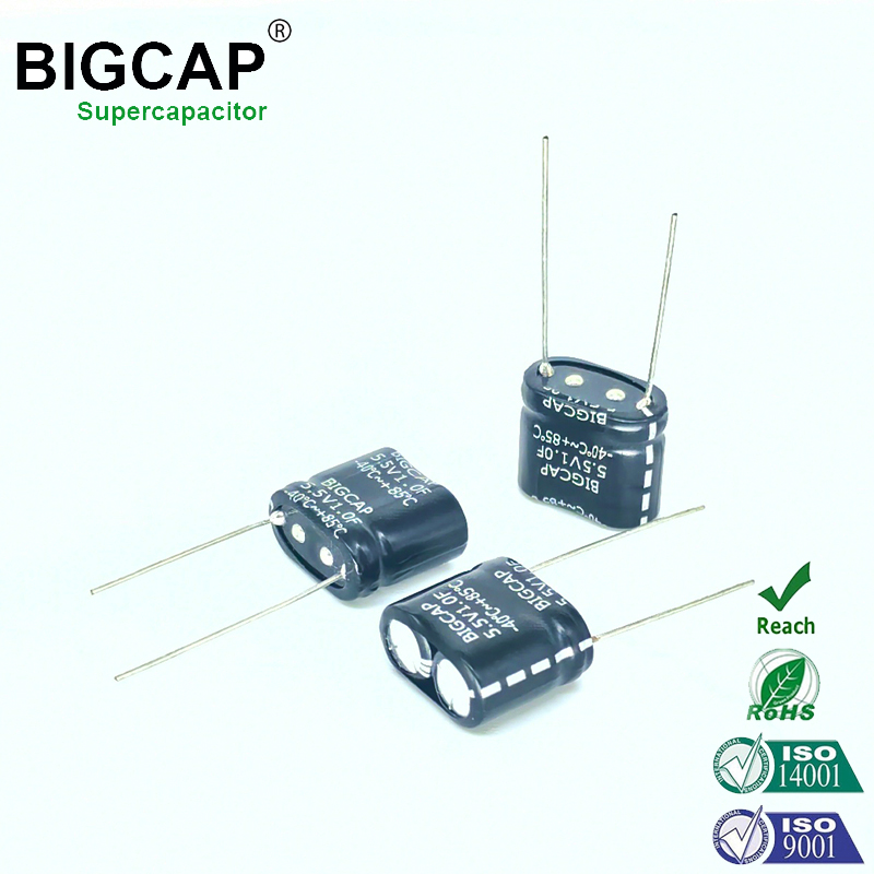 مكثف فائق مُدمج من سلسلة BIGCAP مقاوم لدرجات الحرارة العالية، 5.5 فولت، 1.0 فاراد، مُصمم للعدادات الذكية