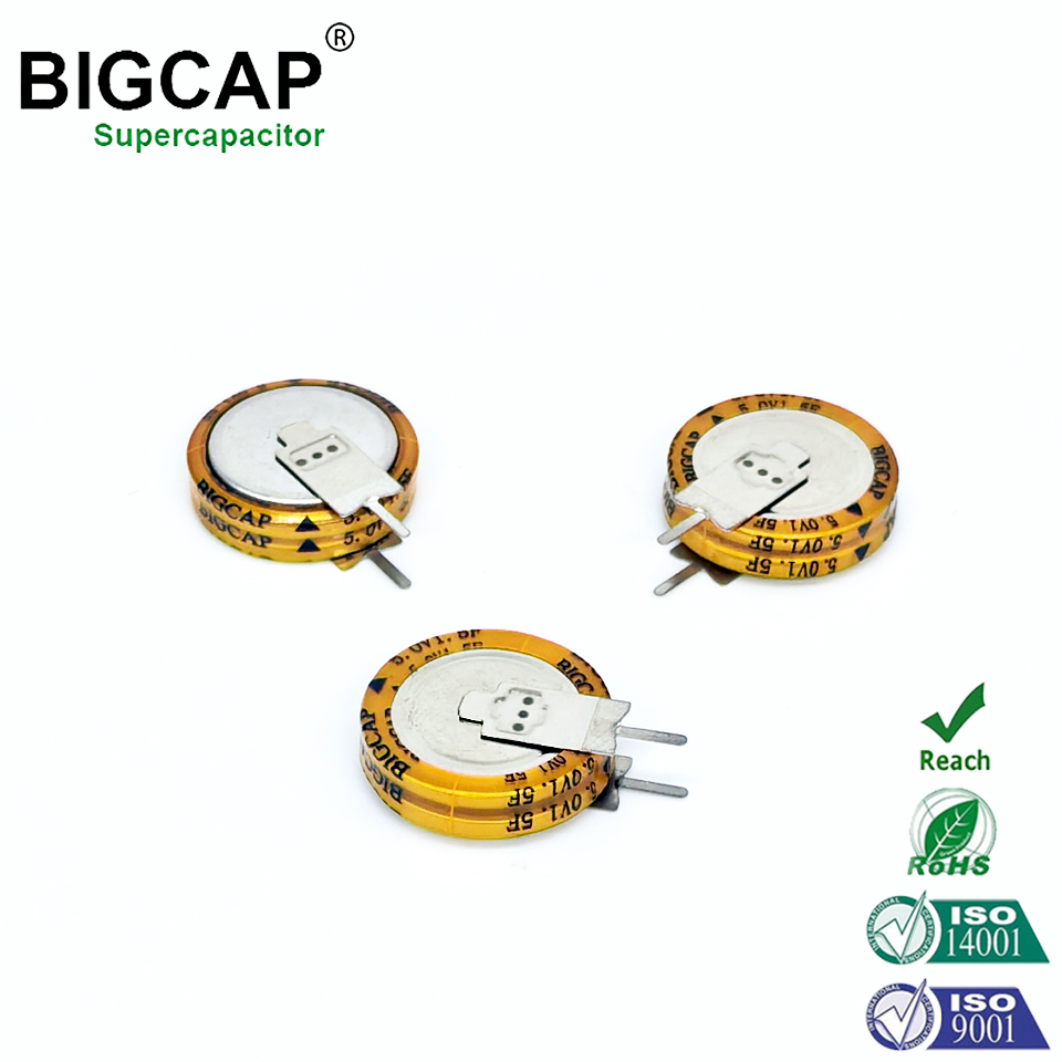 Supercondensador tipo botón BIGCAP de baja ESR y amplio rango de temperatura, 5,0 V 1,5 F