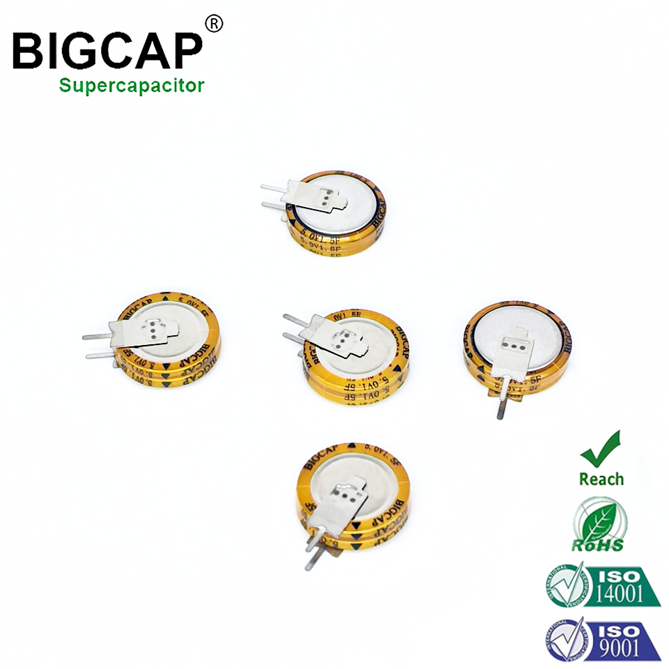 Supercondensador tipo botón BIGCAP de baja ESR y amplio rango de temperatura, 5,0 V 1,5 F
