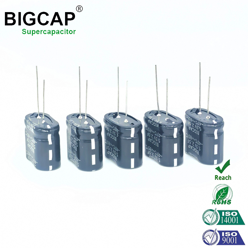 Supercapacitor Bigcap resistente a altas temperaturas, 5,5 V, 2,5 F, com supercapacitores combinados em série.