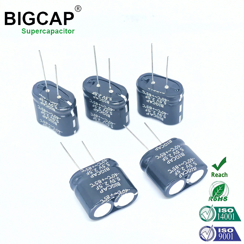 Supercapacitor Bigcap resistente a altas temperaturas, 5,5 V, 2,5 F, com supercapacitores combinados em série.