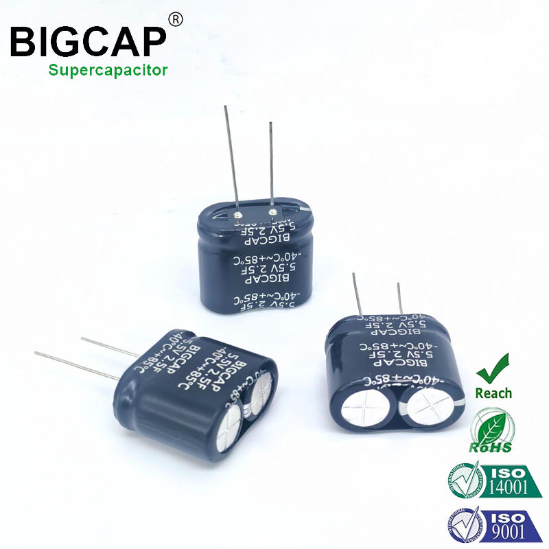Supercapacitor Bigcap resistente a altas temperaturas, 5,5 V, 2,5 F, com supercapacitores combinados em série.