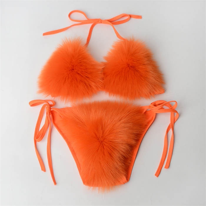 Fake Fur Swimsuit Bra