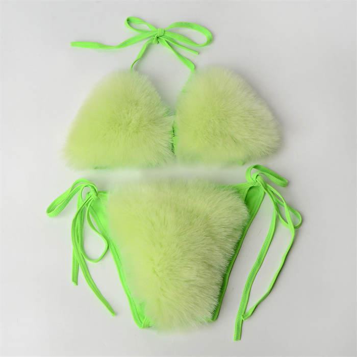 Fake Fur Swimsuit Bra